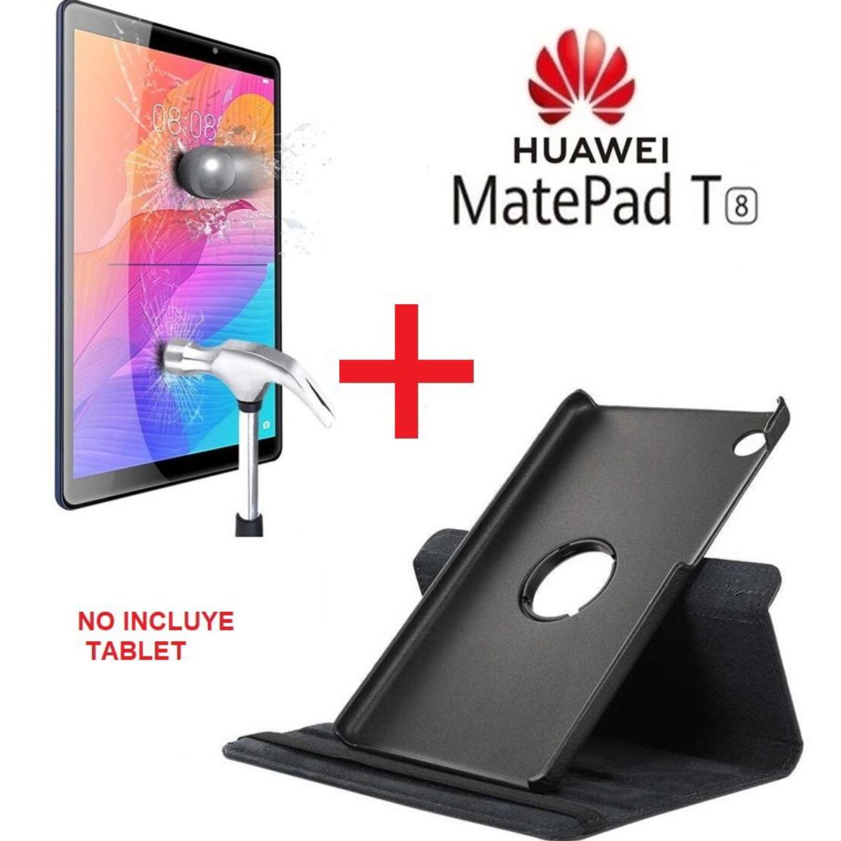 GENERICO - Funda & Mica de Vidrio para Huawei MatePad T8 80 Case Giratoria 360°