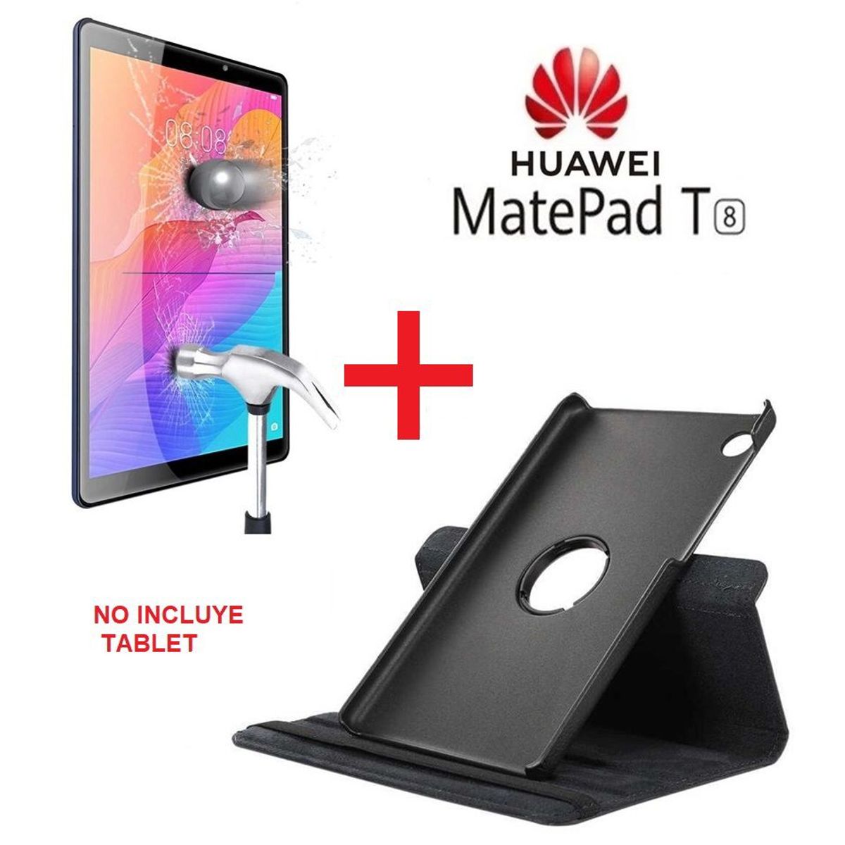 GENERICO - Funda & Mica de Vidrio para Huawei MatePad T8 80 Case Giratoria 360°