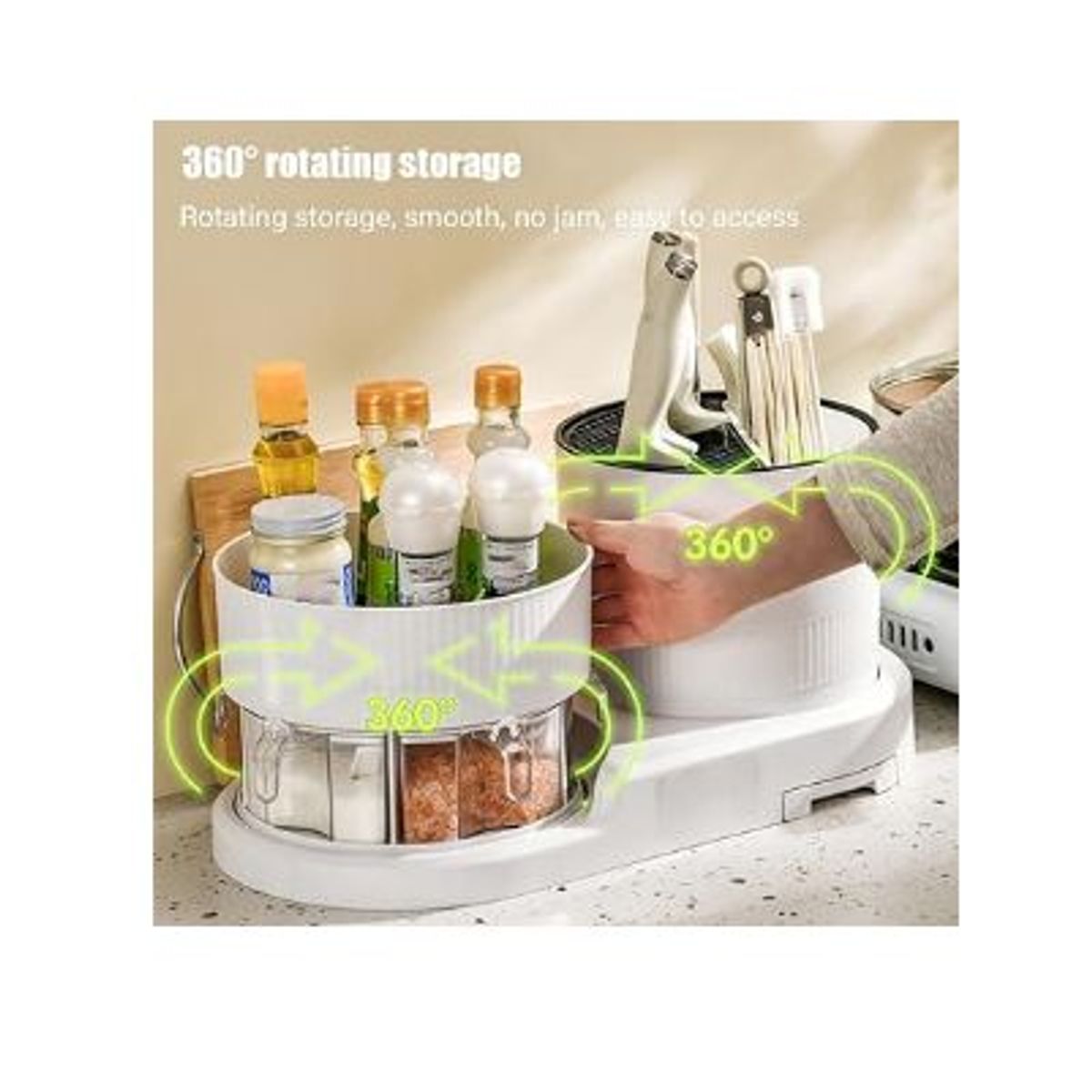 GENERICO - Estante multifuncional giratorio para condimentos y cuchillos blanco