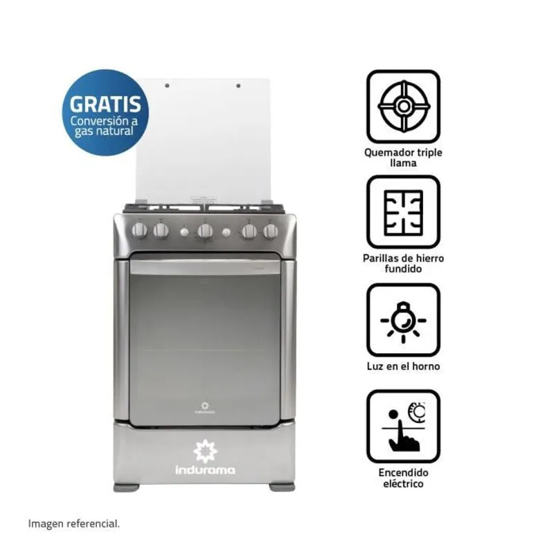 INDURAMA - Cocina Gas Indurama GRANADA ZAFIRO 24" Croma 4 Hornillas