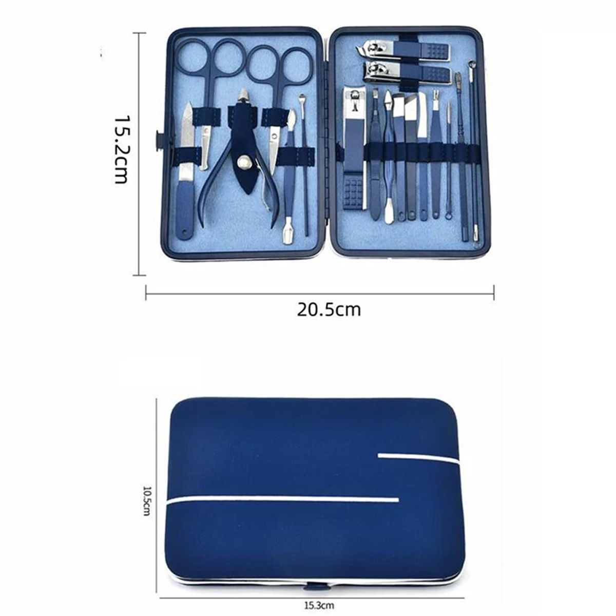 GENERICO - Set Manicure Pedicure Acero Inoxidable 18 Piezas Azul kit