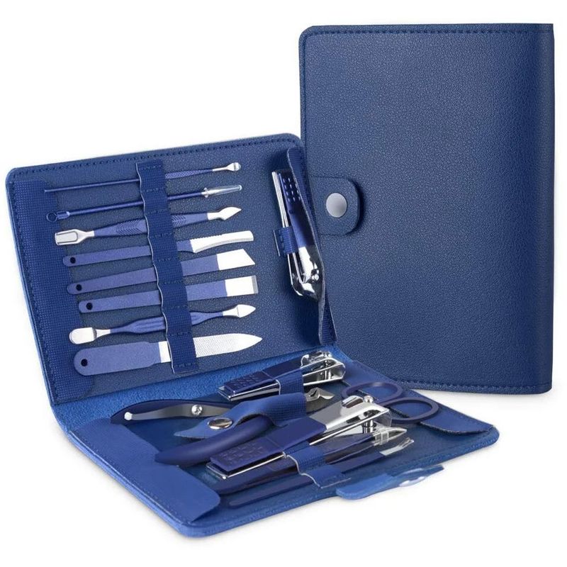 GENERICO - Set Manicura Pedicura Acero Inoxidable cortauñas 15 Piezas