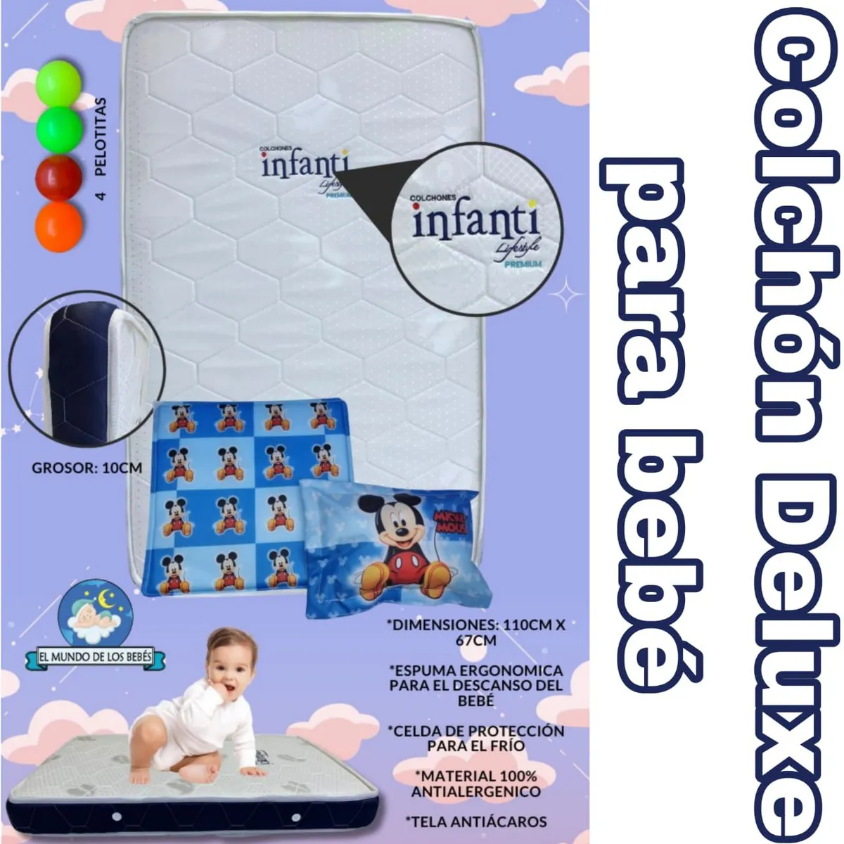 GENERICO - Colchón de Bebe para Cunas Pack and Play