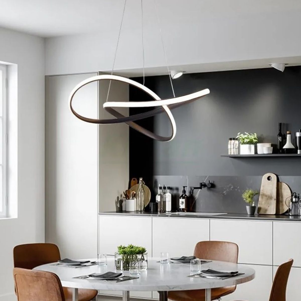 GENERICO - Lampara colgante infinito negro incluye control remoto