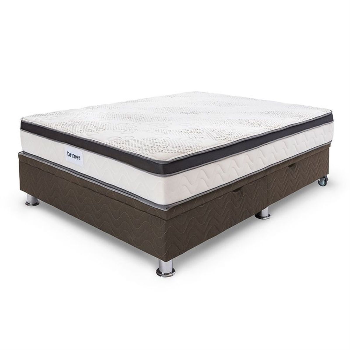 DRIMER - Cama Practibox Pocket Aero Látex 1.5 Plazas Gris