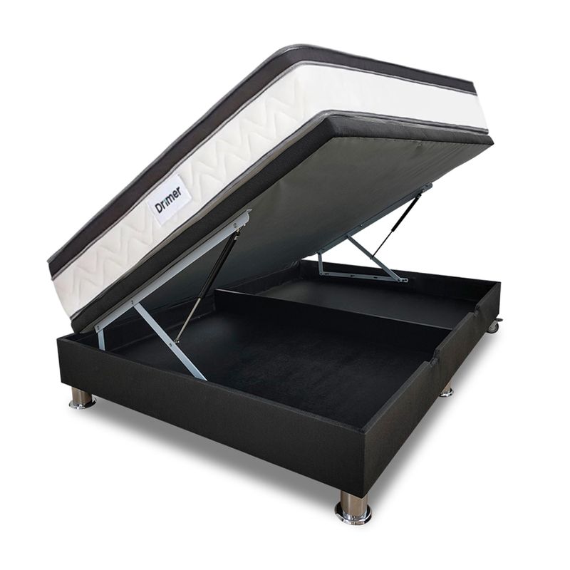 DRIMER - Cama Practibox Pocket Aero Látex 2 Plazas Gris