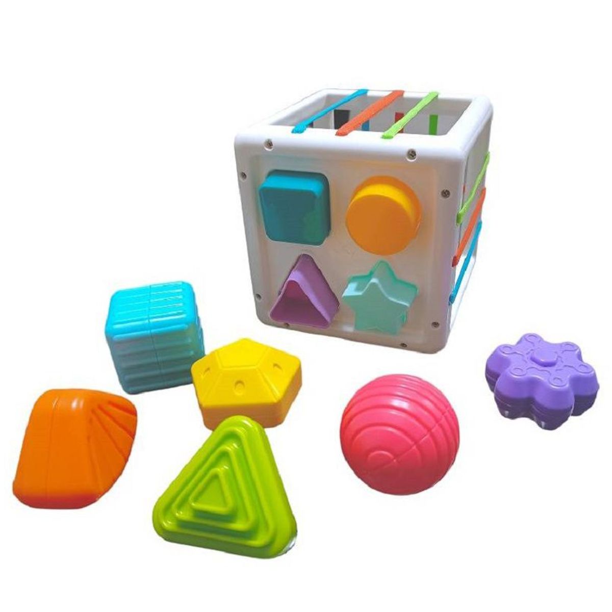 GENERICO - juego sensorial - Cubo de encaje con bandas montessori