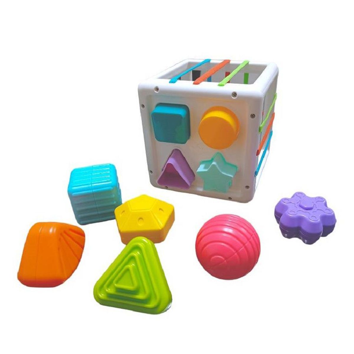 GENERICO - juego sensorial - Cubo de encaje con bandas montessori