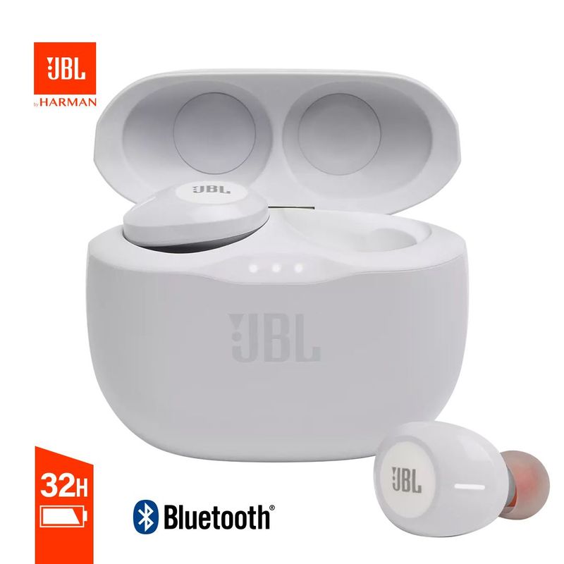 JBL - Audífonos JBL True Wireless Pure Bass Tune 125 TWS 32Hrs Blanco