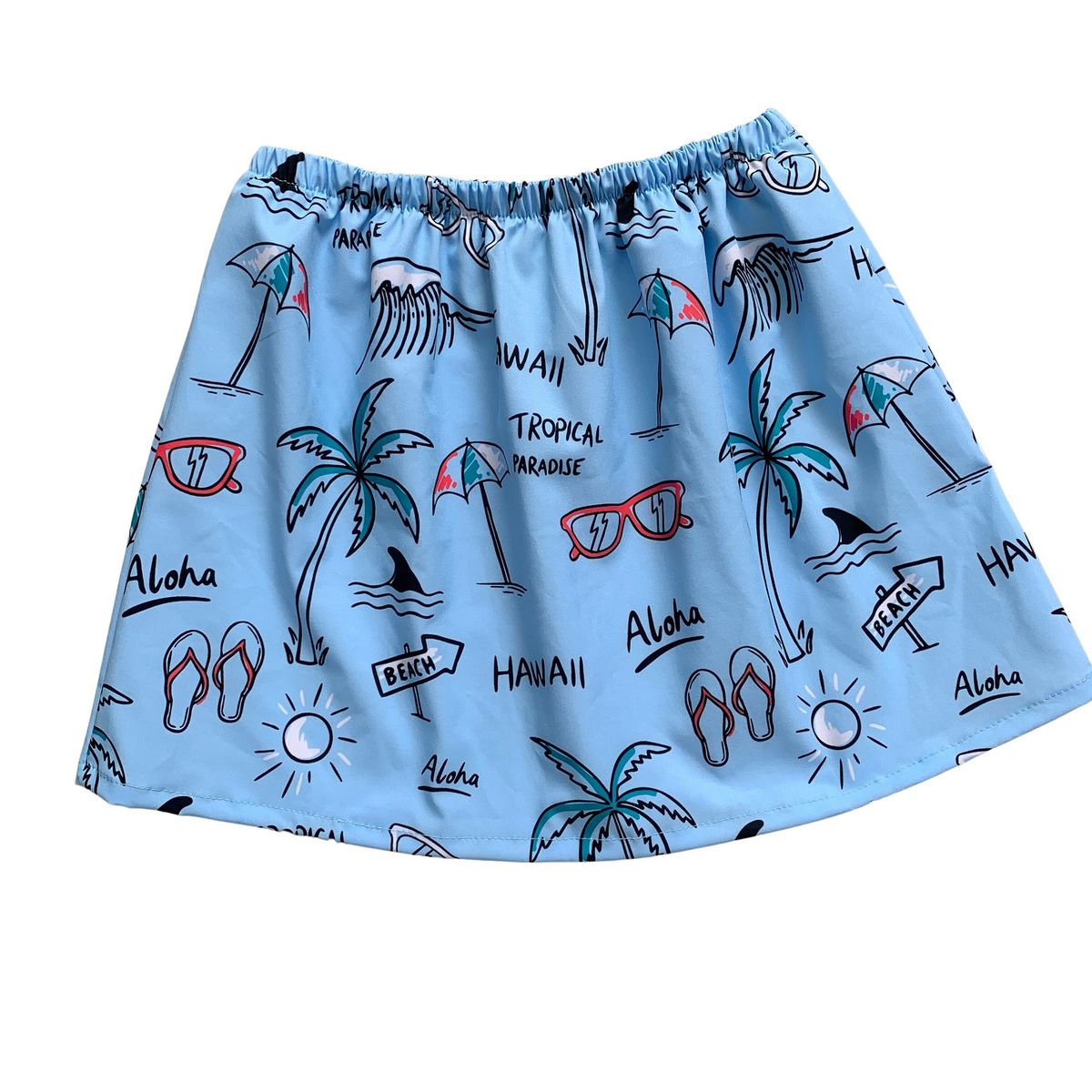 RED CARROT - Falda corta celeste de tafeta Hawaii