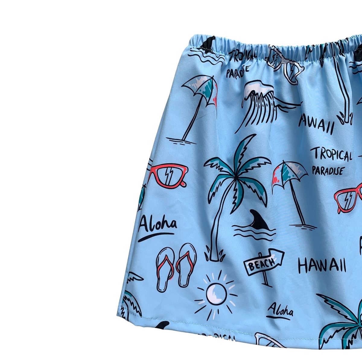 RED CARROT - Falda corta celeste de tafeta Hawaii