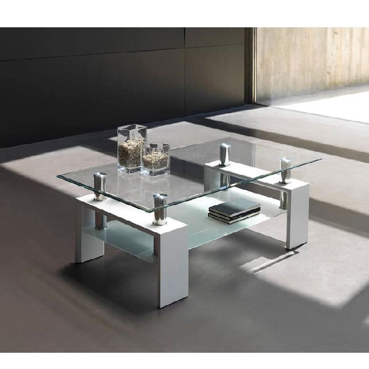 GENERICO - MESA DE CENTRO DOBLE CRYSTAL - LA CASA DEL MUEBLERO - BLANCO