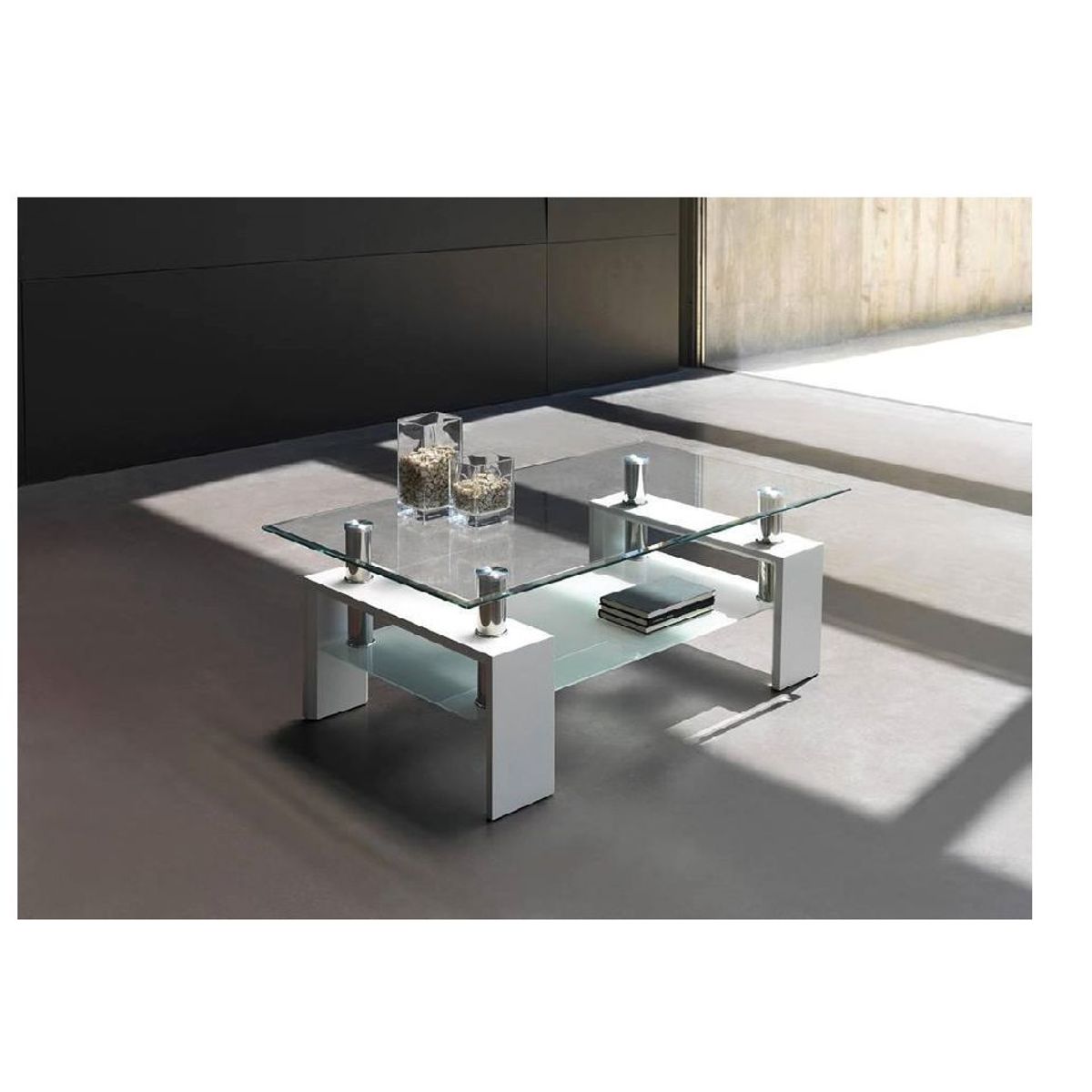 GENERICO - MESA DE CENTRO DOBLE CRYSTAL - LA CASA DEL MUEBLERO - BLANCO