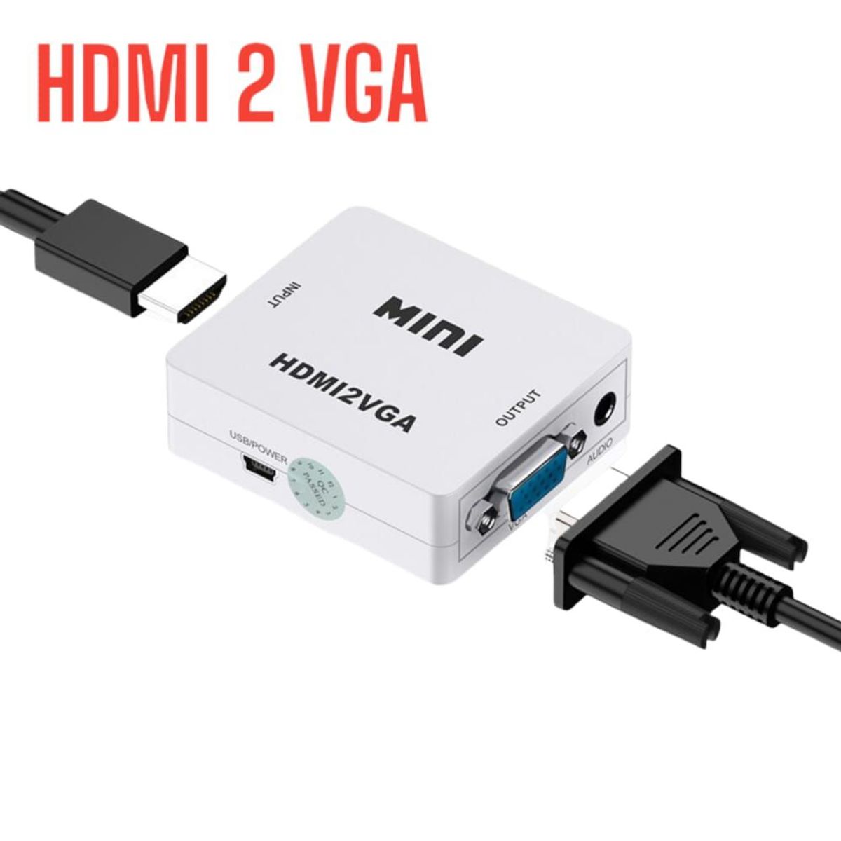 OEM - Convertidor HDMI a VGA 1080P Salida de Señal de Audio y Video HDMI2VGA