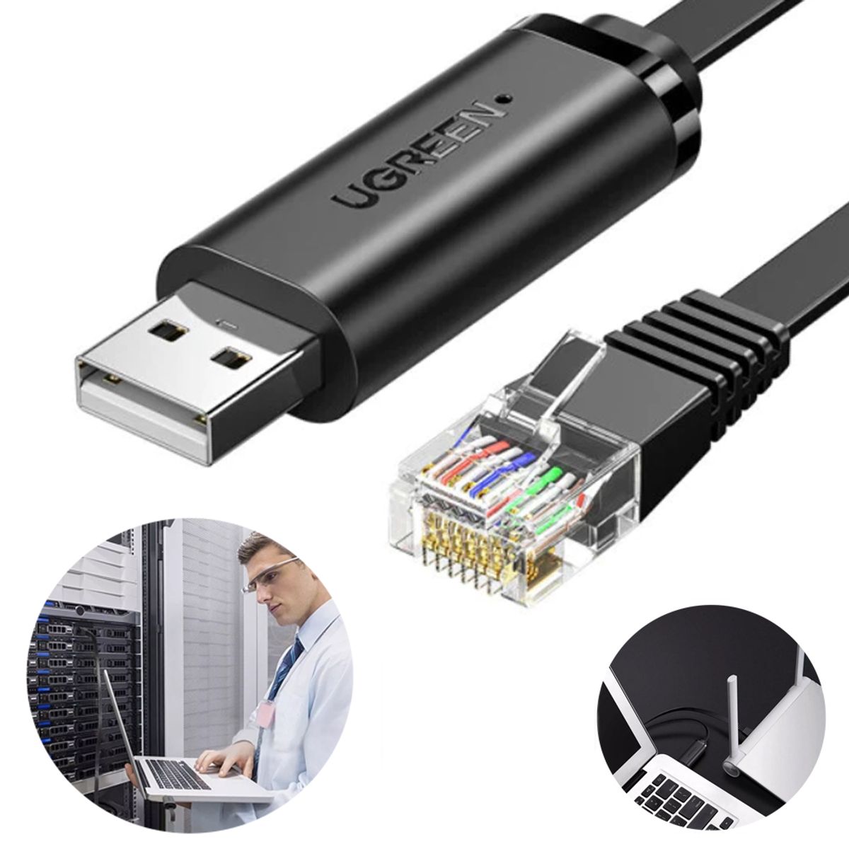 UGREEN - Cable USB a RJ45 UGREEN rs232 consola ethernet red 3 Metros