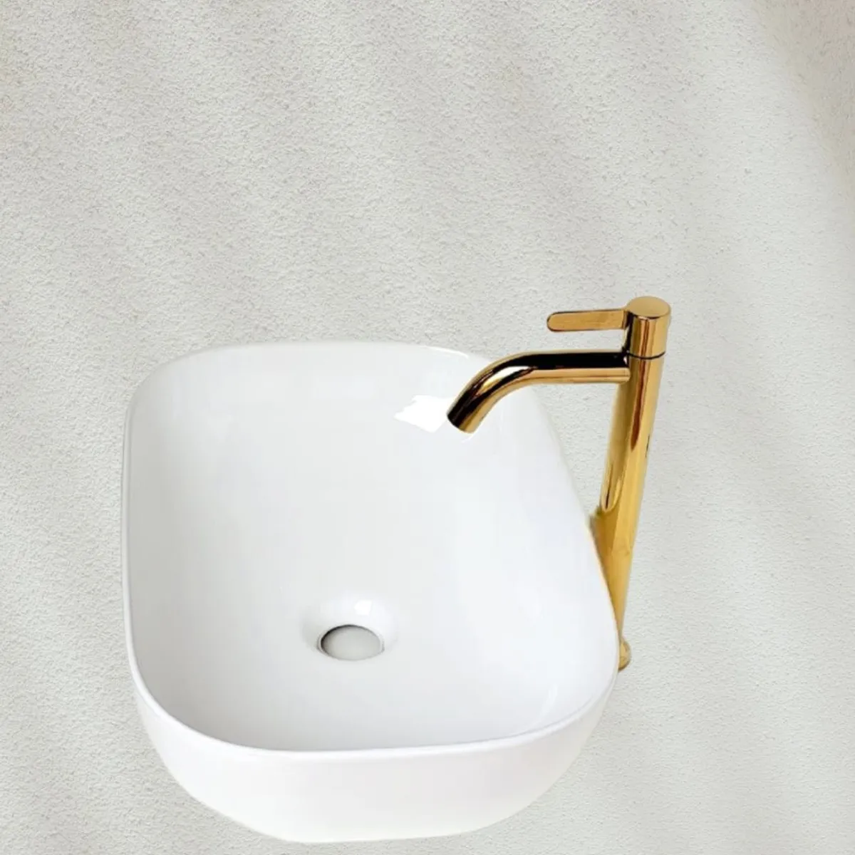 GENERICO - COMBO DE LAVATORIO RECTANGULAR MAS GRIFERIA  AGUA FRIA  y DESAGUE