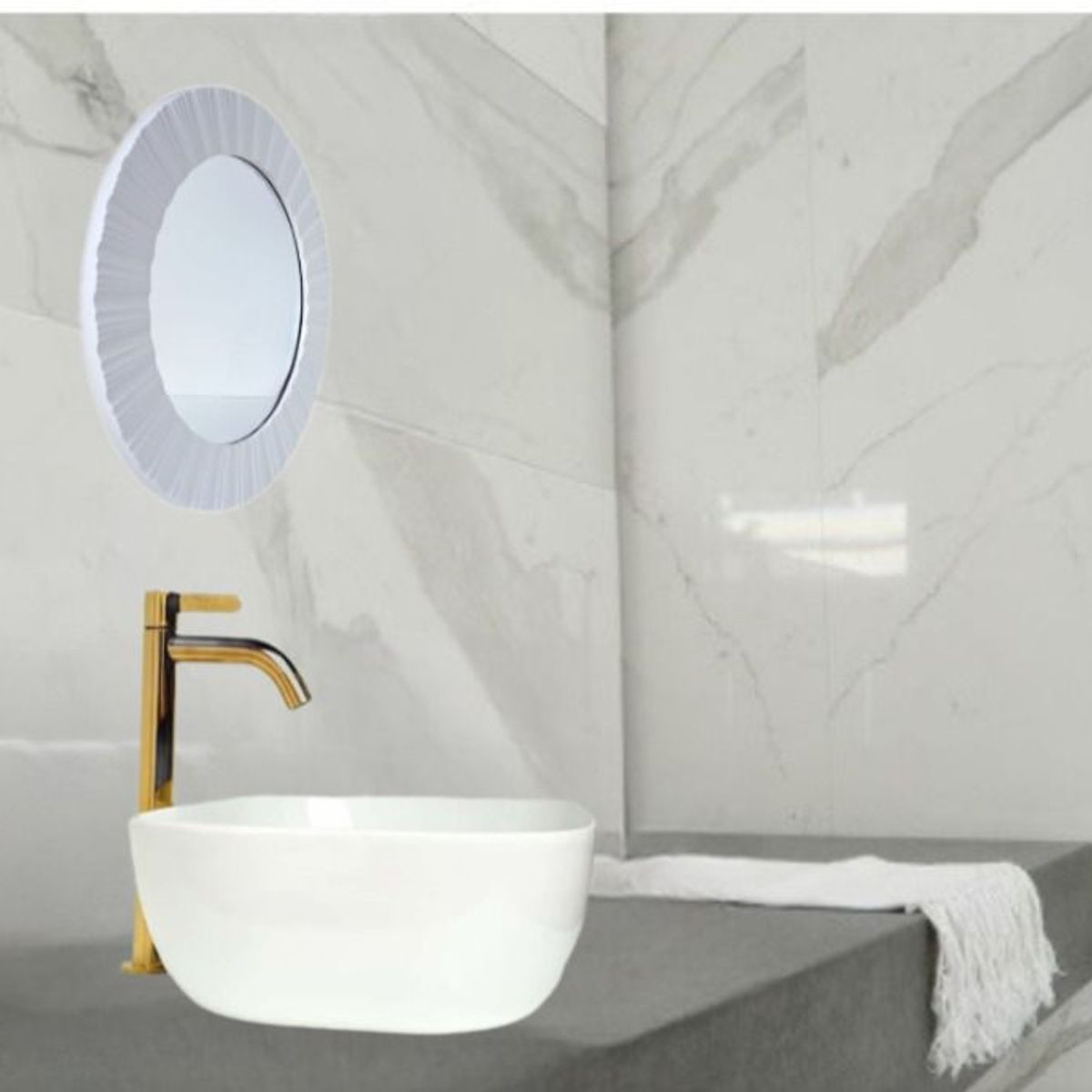 IMPORTADO MC - COMBO DE LAVATORIO RECTANGULAR MAS GRIFERIA AGUA FRIA DESAGUE Y ESPEJO