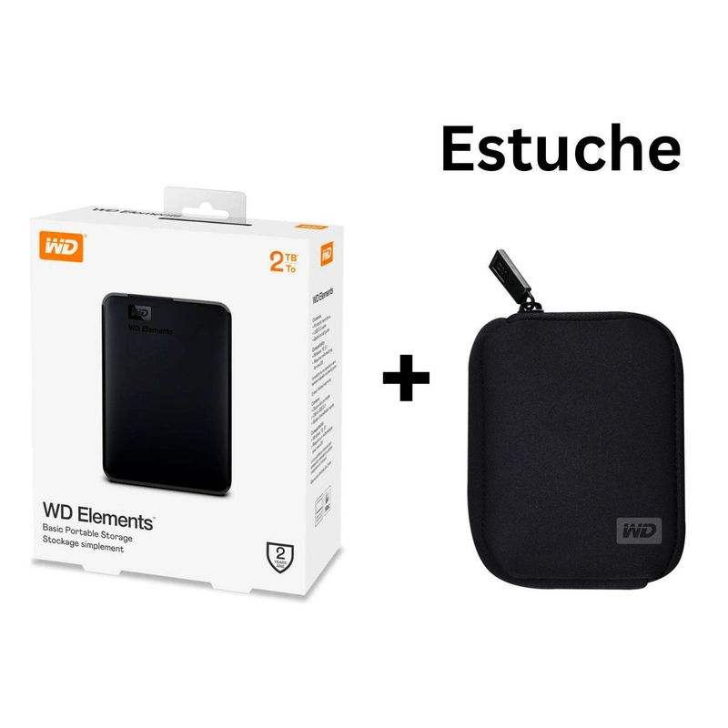 WESTERN DIGITAL - DISCO EXTERNO 2 TB WESTERN DIGITAL ELEMENTS + ESTUCHE FUNDA WD