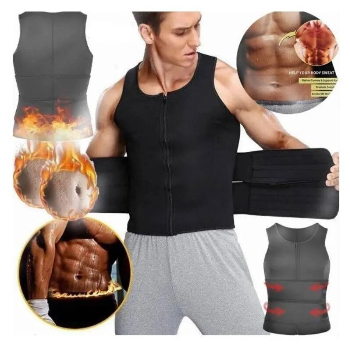 GENERICO - Faja Chaleco Reductor Térmico Hombre Talla S