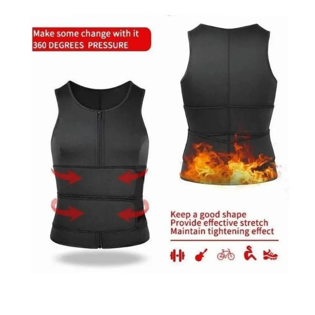 GENERICO - Faja Chaleco Reductor Térmico Hombre Talla S