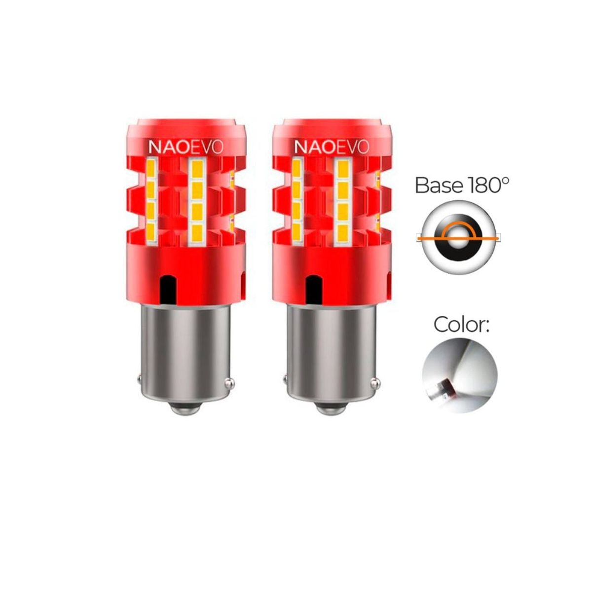 NAOEVO - Led Señal P21W BA15S CANBUS Luz Blanco 2500LM NAOEVO