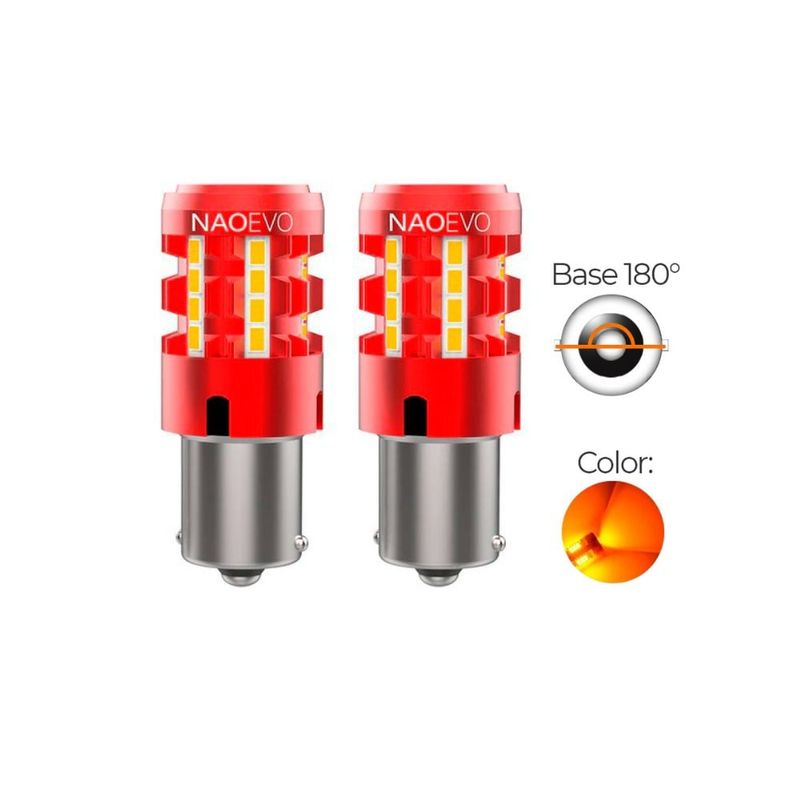 NAOEVO - Led Señal P21W BA15S CANBUS Luz Ámbar 2500LM NAOEVO