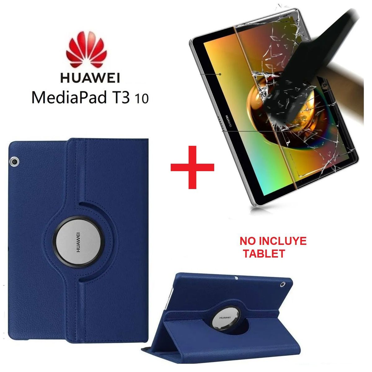 GENERICO - Funda + Mica de Vidrio para Huawei MediaPad T3 10 Case Giratoria 360°