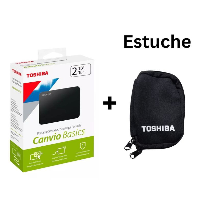 TOSHIBA - DISCO DURO EXTERNO 1 TB TOSHIBA CANVIO BASICS USB 3.0 + ESTUCHE FUNDA