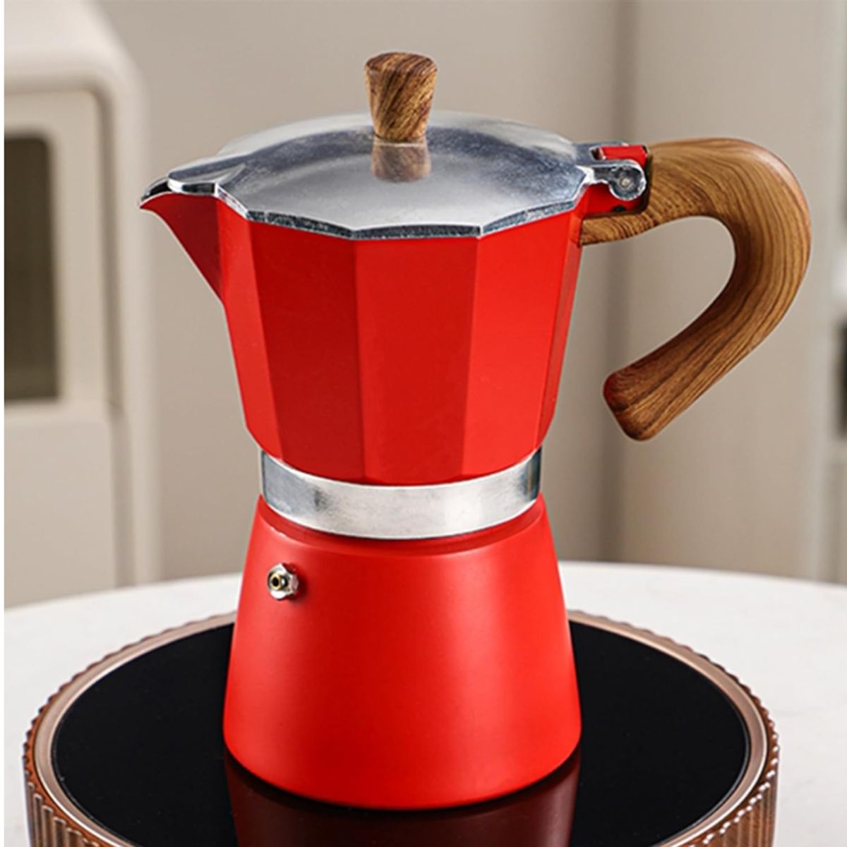 GENERICO - Cafetera moka vintage 6tz rojo