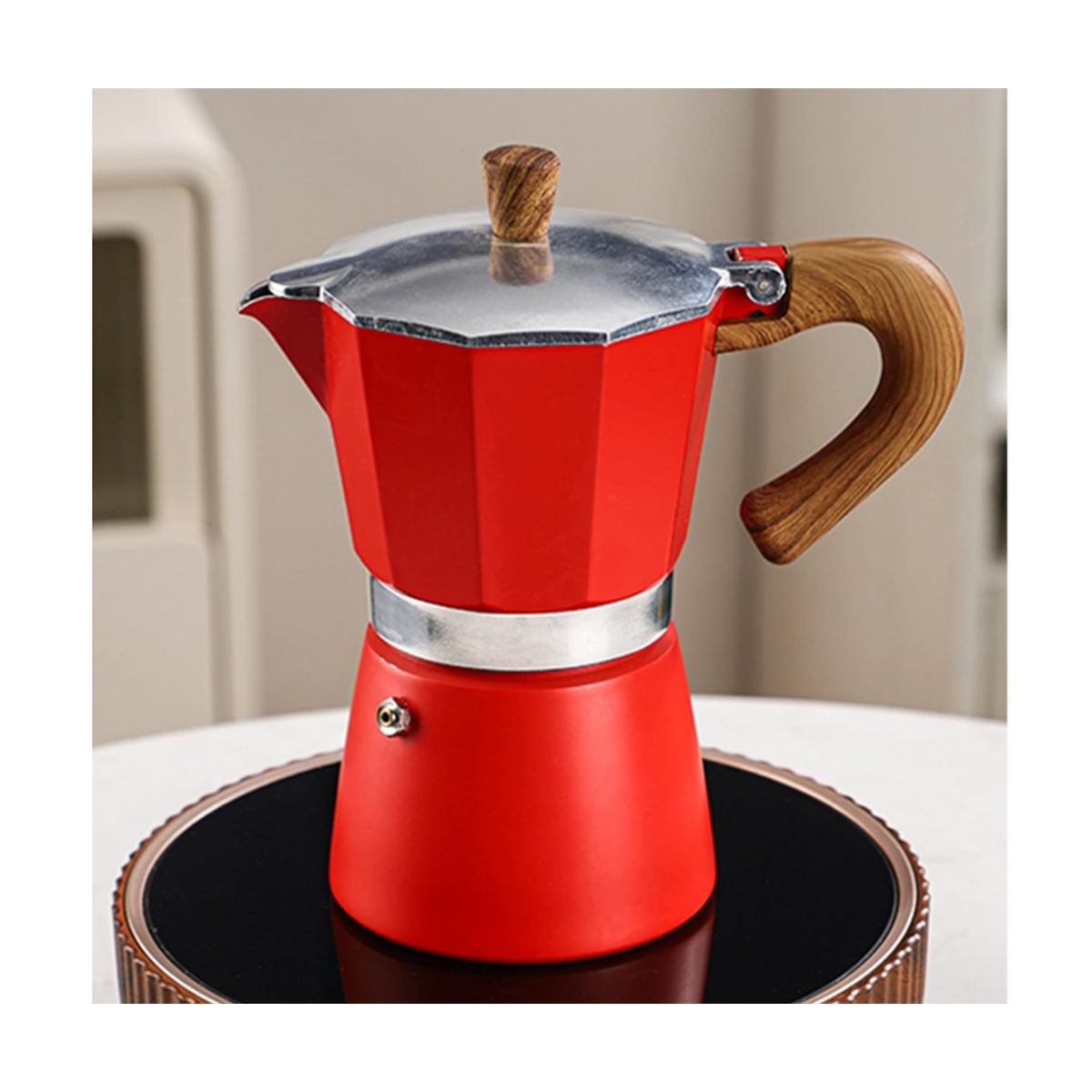GENERICO - Cafetera moka vintage 6tz rojo