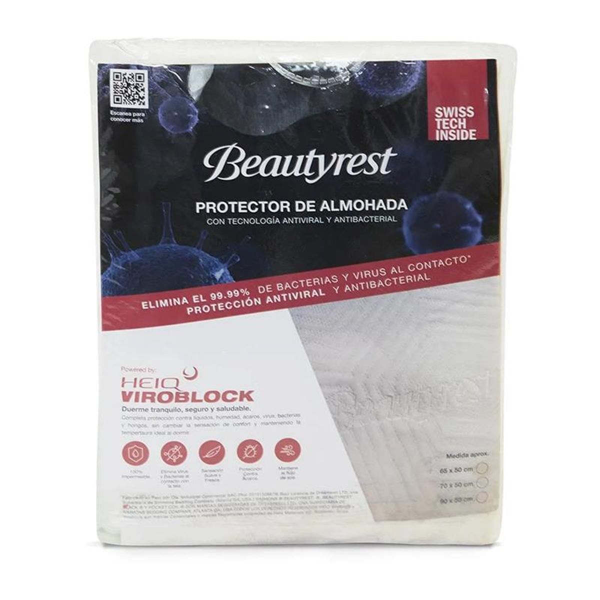 BEAUTYREST SIMMONS - Protector De Almohada Impermeable Heiq Viroblock Queen