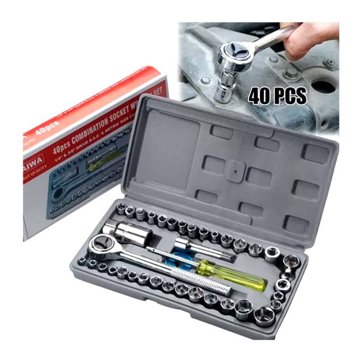 GENERICO - Set Herramientas Juego de Dados Silver Edge 40 Piezas