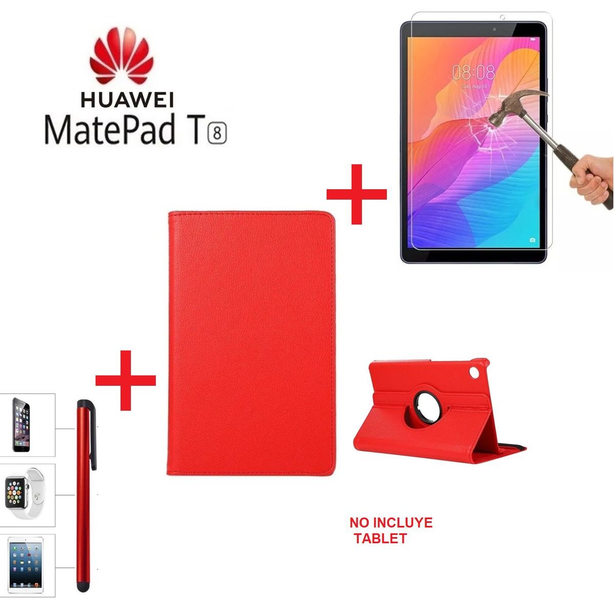 GENERICO - Funda Y Mica Y Lapiz para Huawei MatePad T8 80 Protector Flip Cover