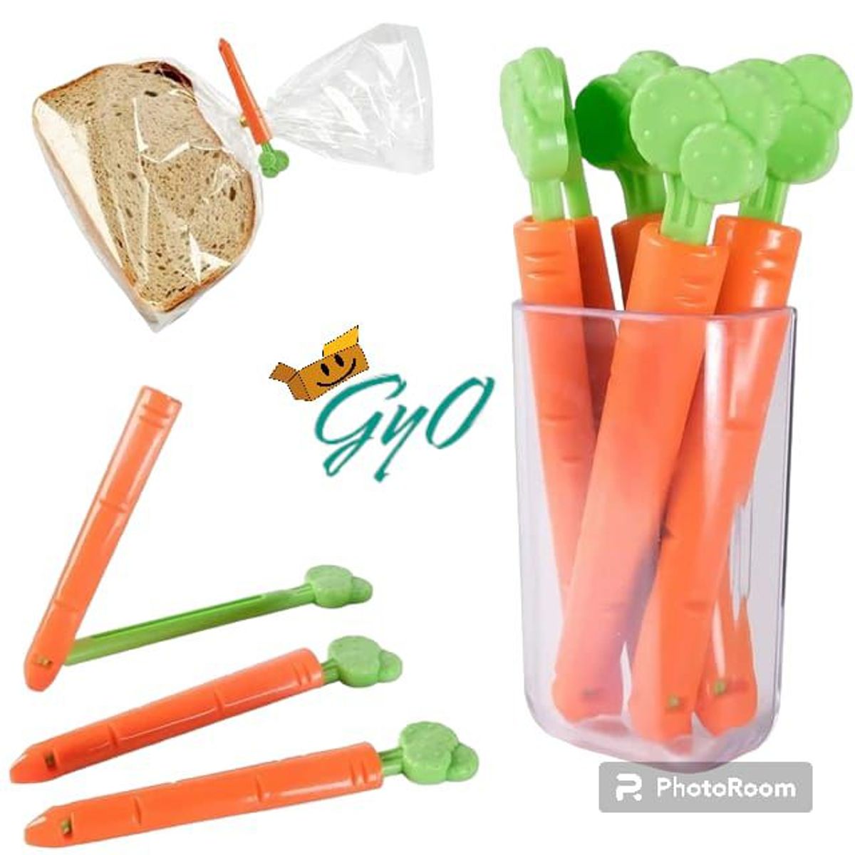 GENERICO - Pack de 5 Clip selladores de bolsas en forma de Zanahoria