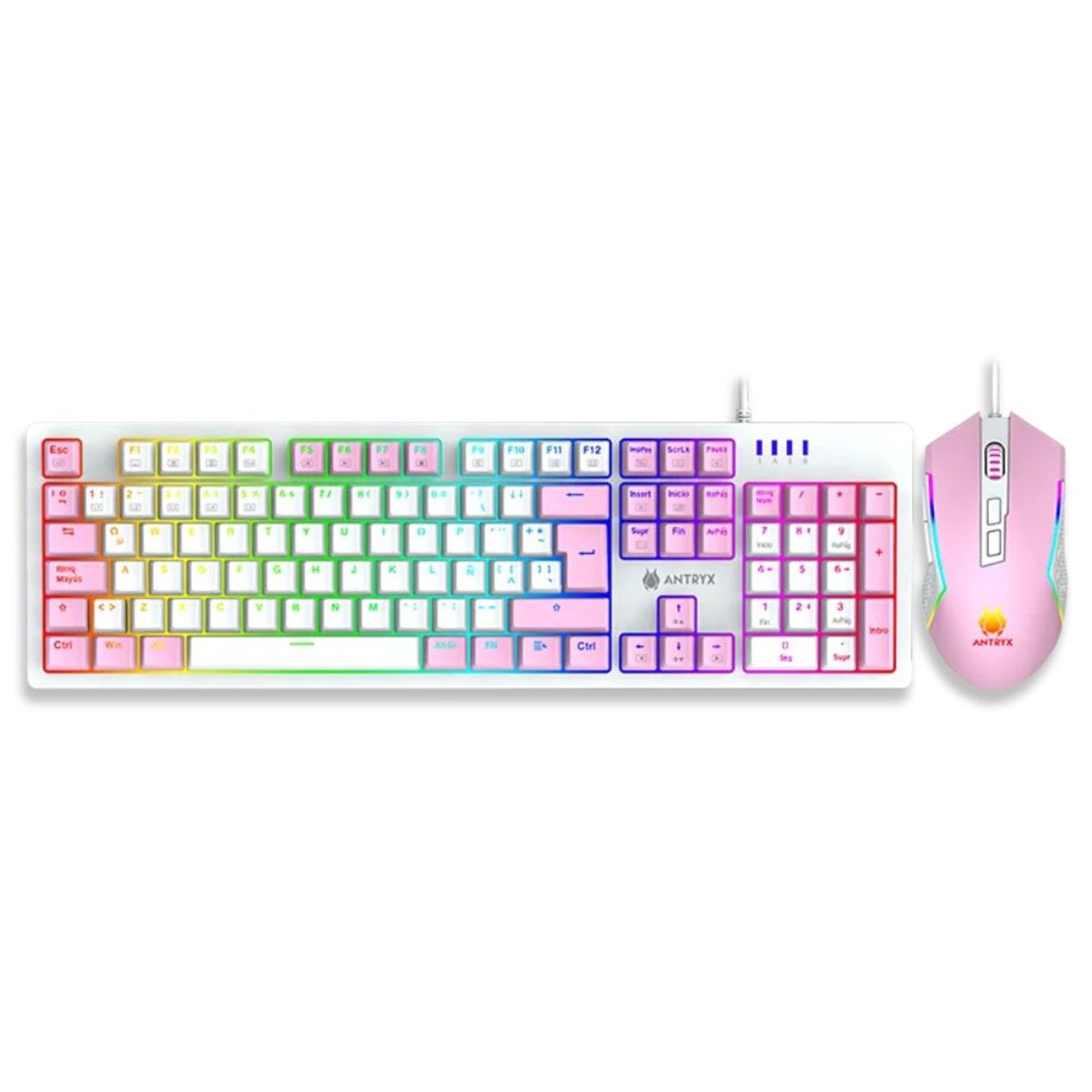 ANTRYX - COMBO GAMER PINK TECLADO MECANICO  MOUSE ANTRYX GC-5400 SWITCH ROJO