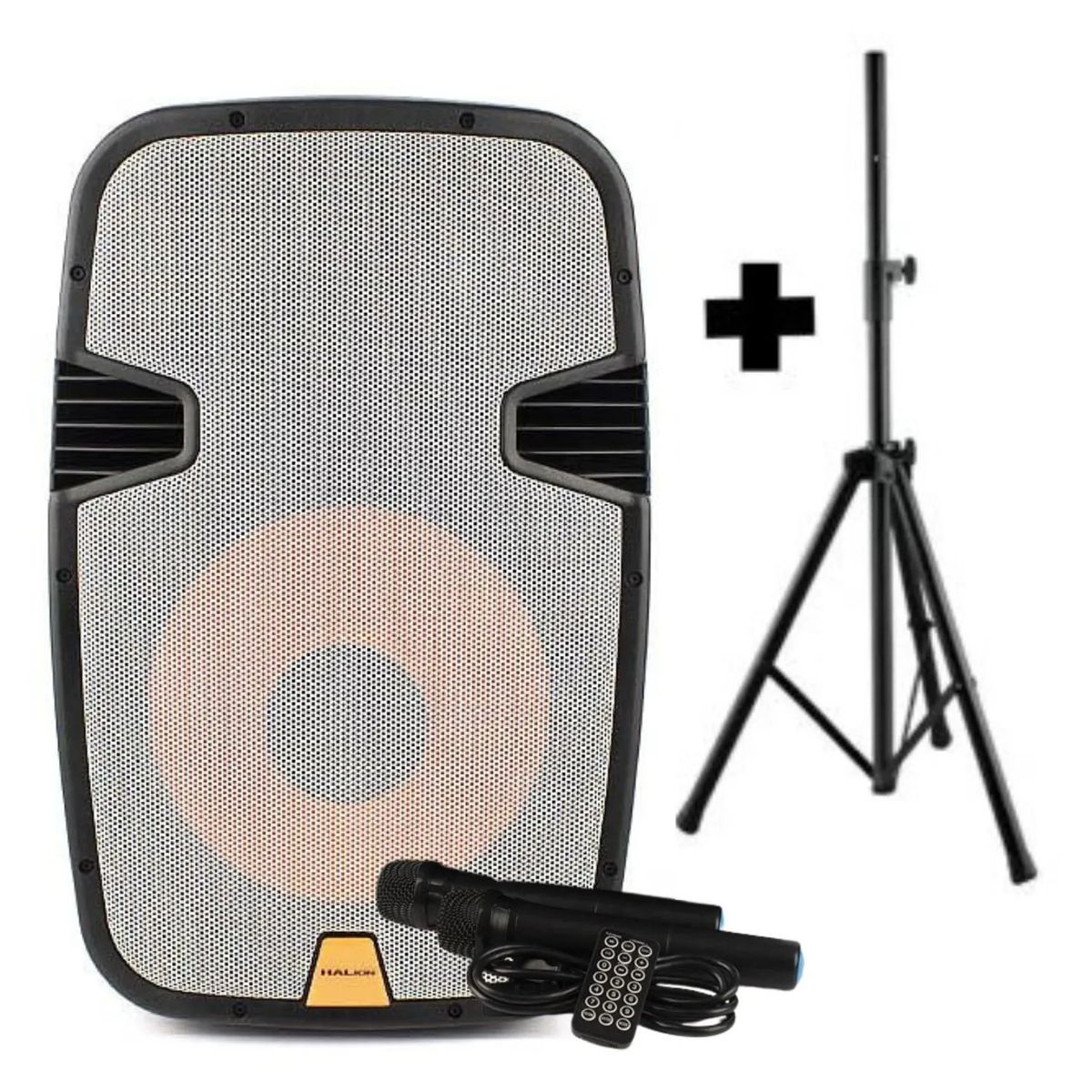 HALION - Parlante Activo 15"  Recargable, 2000W. PHA-15MB Halion + Tripode