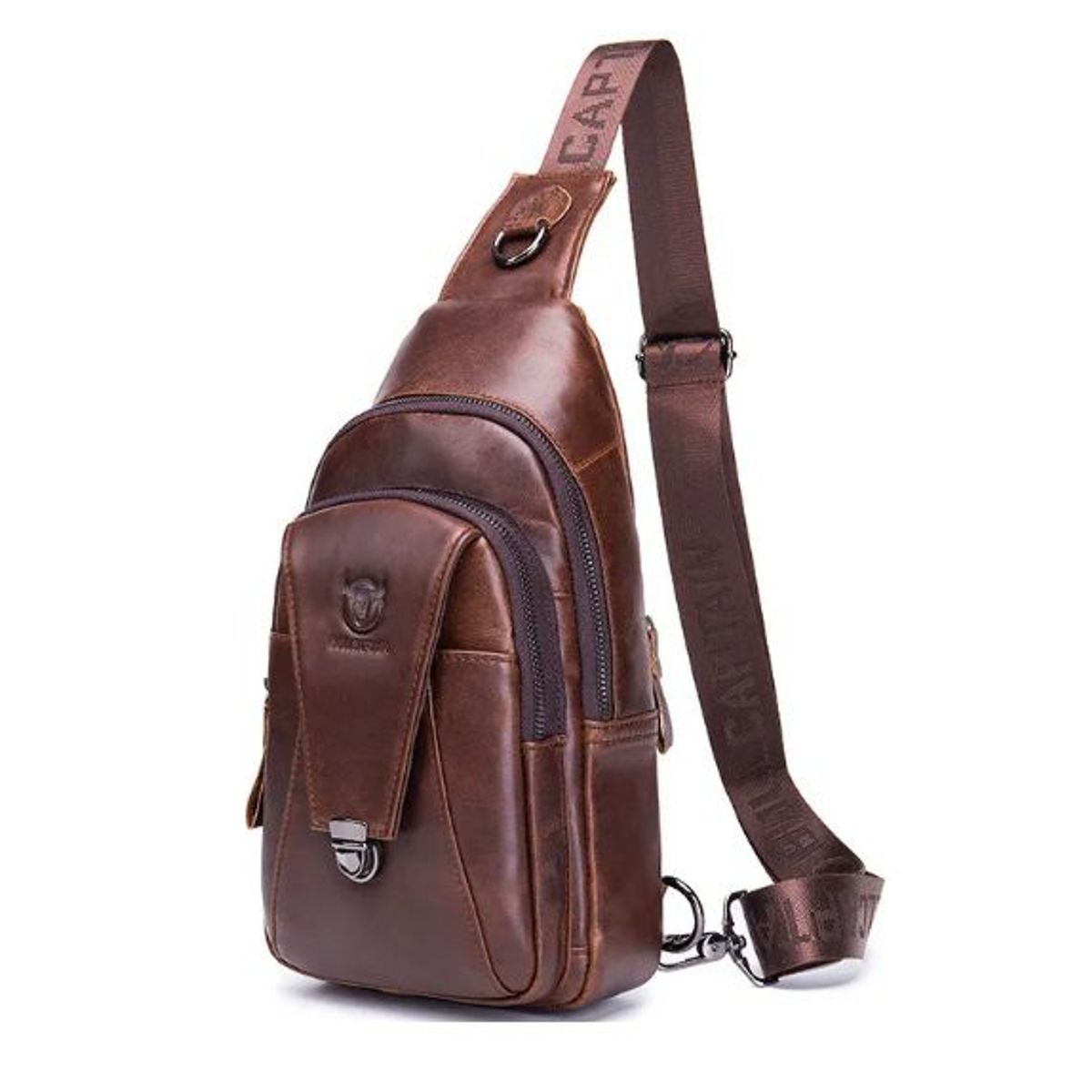 BULLCAPTAIN - Morral Pechera Crossbody de cuero genuino Bullcaptain Marron - Hombres