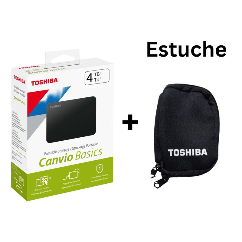 TOSHIBA - DISCO EXTERNO 4 TB TOSHIBA CANVIO BASICS USB 3.0 + ESTUCHE FUNDA