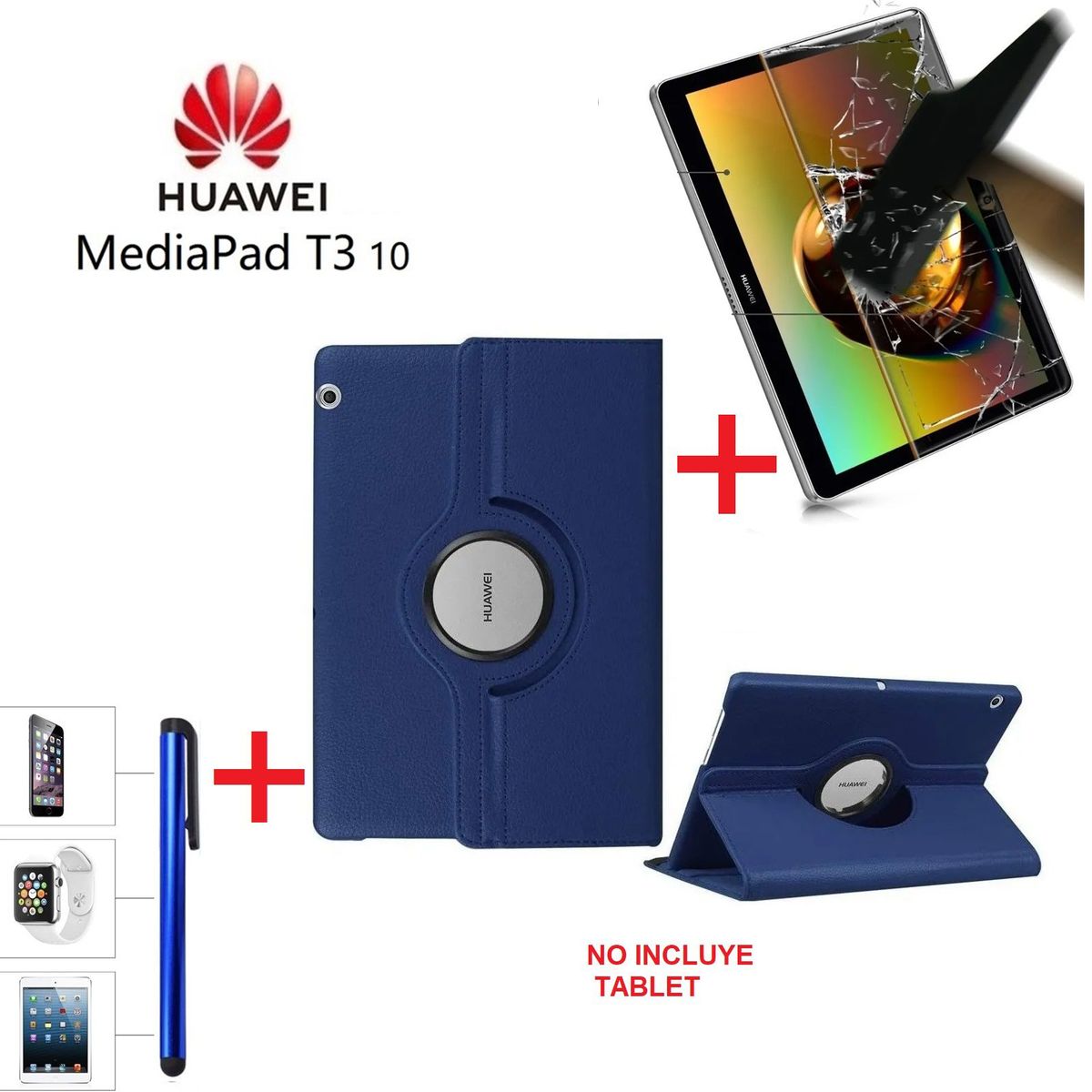 GENERICO - Funda + Mica + Lapiz para Huawei MediaPad T3 10 Protector Flip Cover