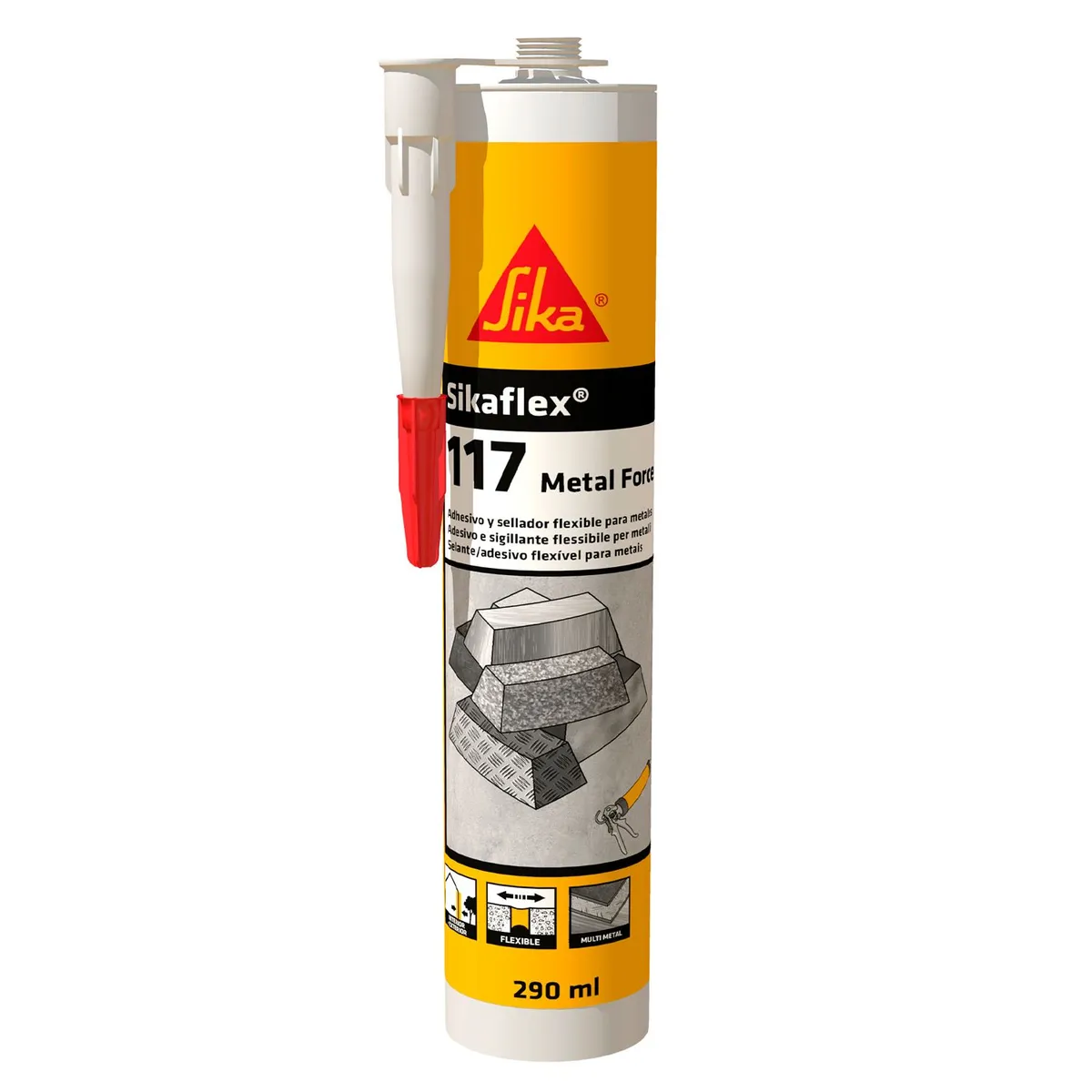 SIKA - Sellador y adhesivo de metales sikaflex -117 Metal Force Gris 290ml