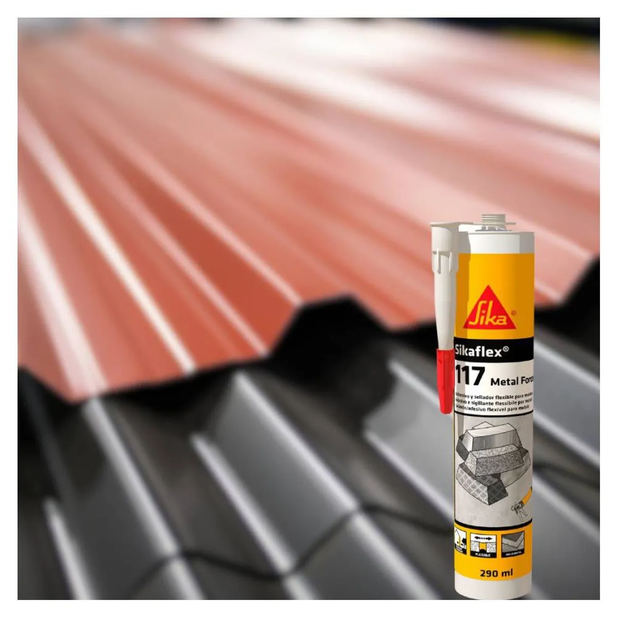 SIKA - Sellador y adhesivo de metales sikaflex -117 Metal Force Gris 290ml