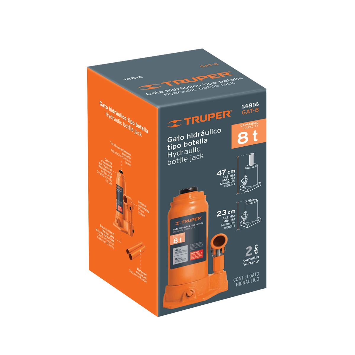 TRUPER - Gata Hidráulica Tipo Botella de 8Ton Truper