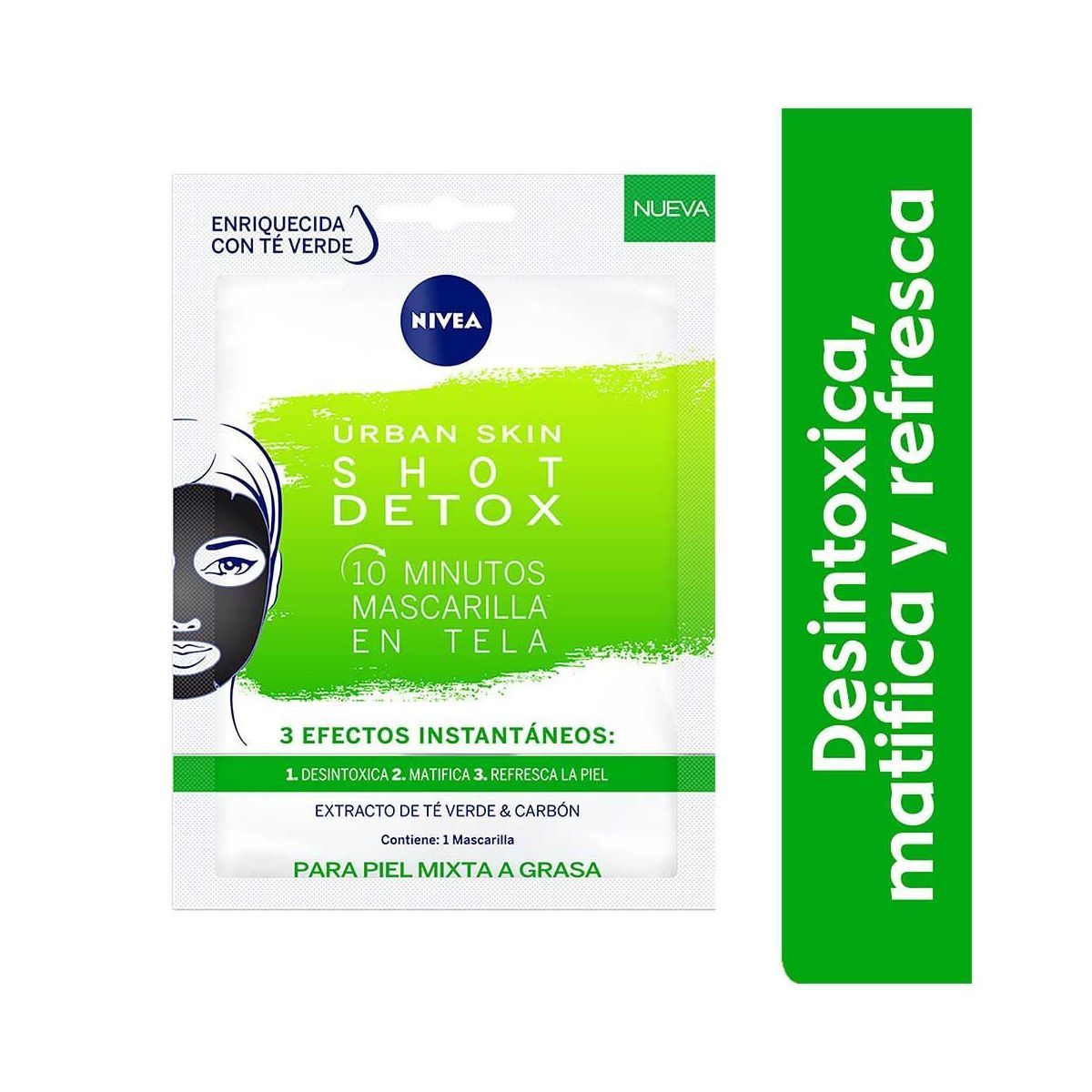 NIVEA - Mascarilla Facial en Tela Nivea Urban Skin Shot Detox