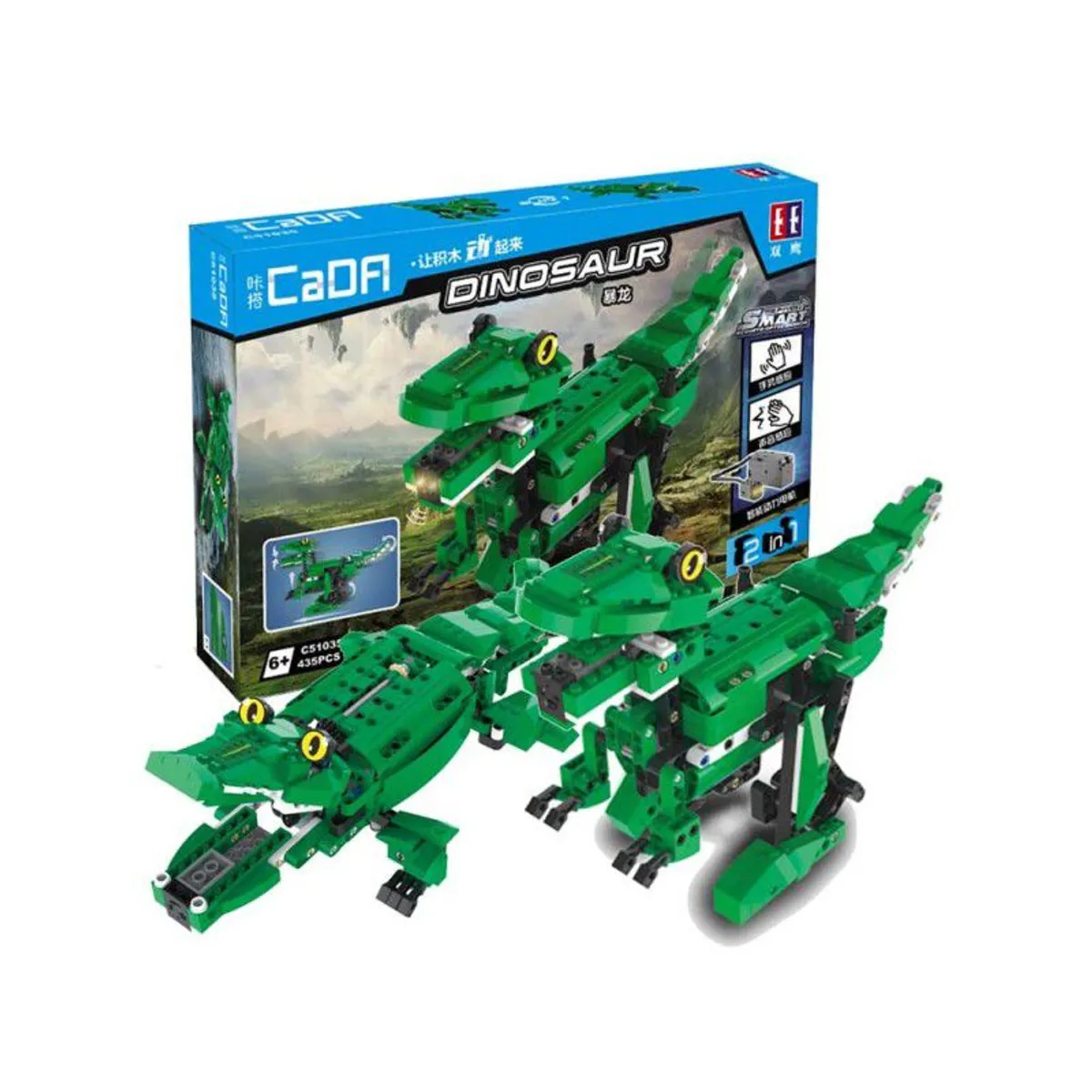 DOUBLE E - Bloques Dinosaurio 2 en 1 (450 piezas) Tipo Lego C51035W