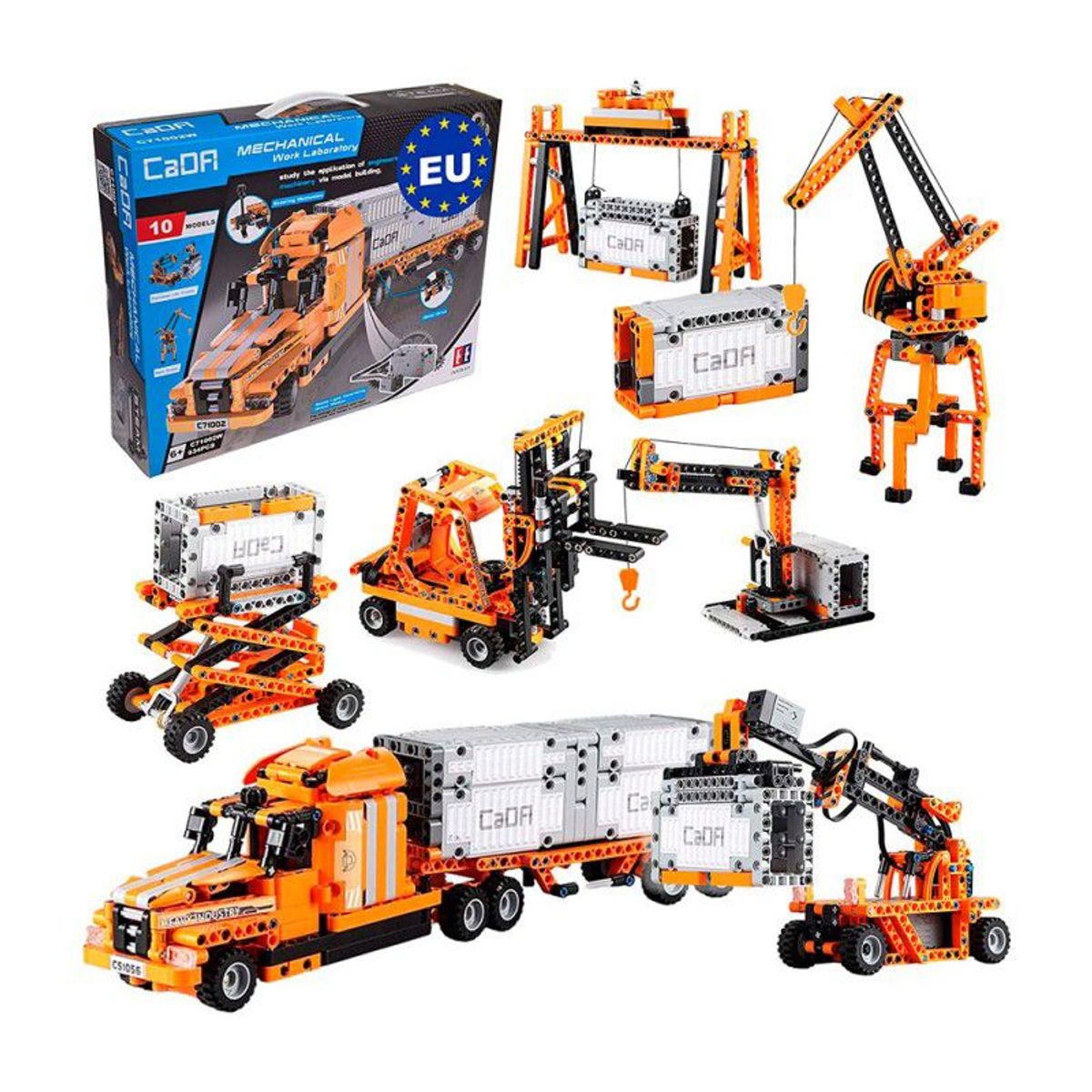 DOUBLE E - Bloques Set Maquinaria 10 en 1 (634 Piezas) Tipo Lego