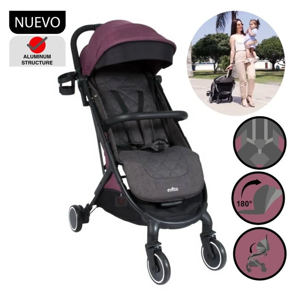 EVEZO - Coche ligero Voim Maleta morado