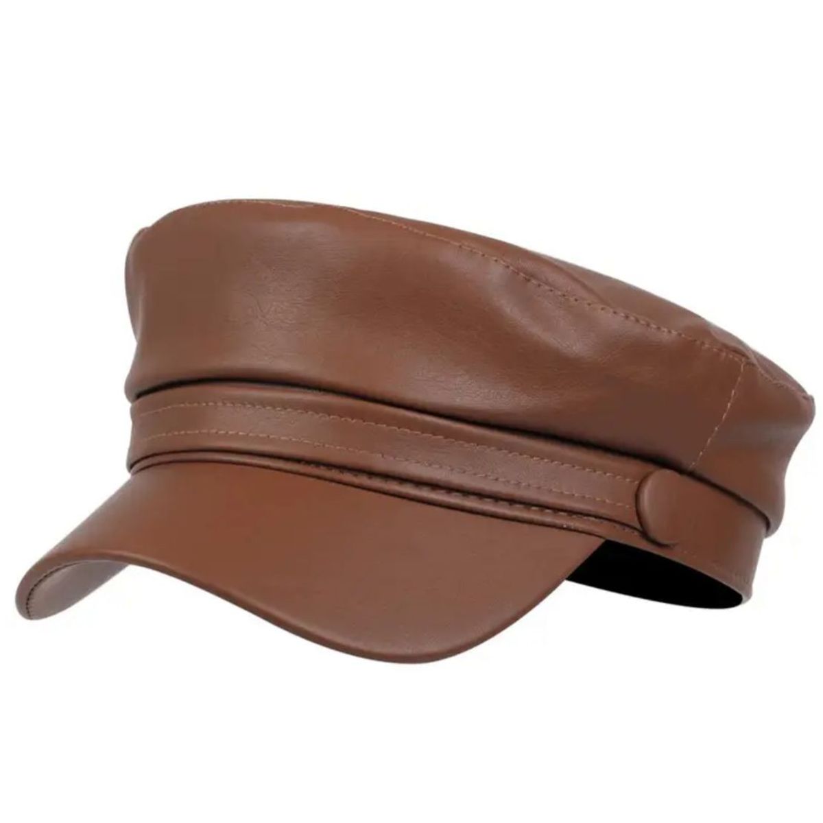 KAST PE - Gorra Boina Militar Inglesa Mujer - Camel Cuerina