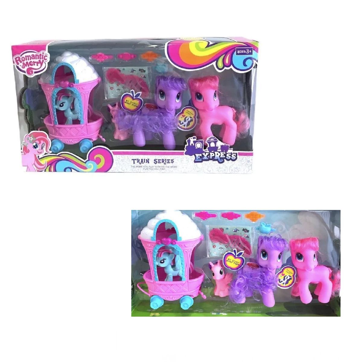 GENERICO - Set De Ponys Con Carruaje Y Accesorios