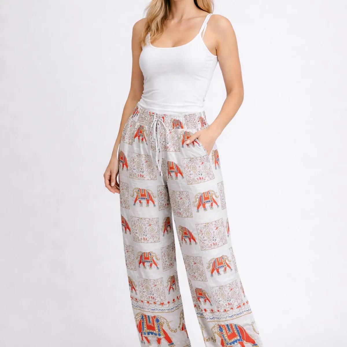INDIAN - PANTALON DE FIBRA DE RAYON INDIA PARA PLAYA - YOGA - MEDITACION