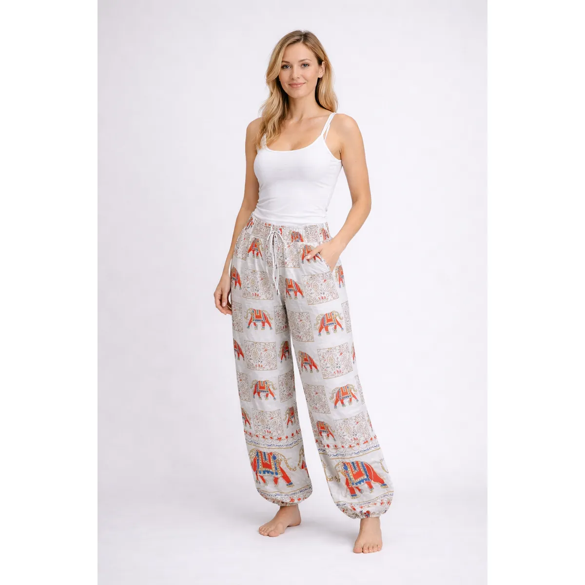 INDIAN - PANTALON DE FIBRA DE RAYON INDIA PARA PLAYA - YOGA - MEDITACION